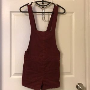 Burgundy short overalls